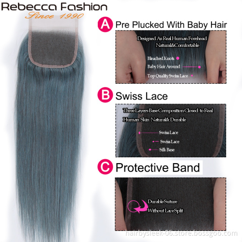 Rebecca Fashion new colorful straight weave 8 to 28inches virgin straight hair bundles with closure wholesale 100 human hair